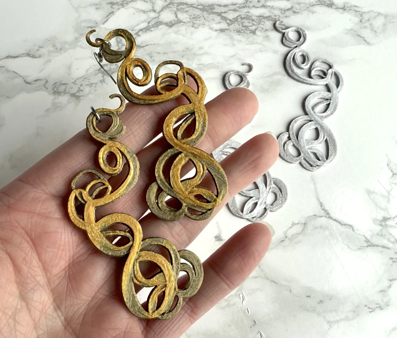 Dangle Swirl Filigree Earrings view 2