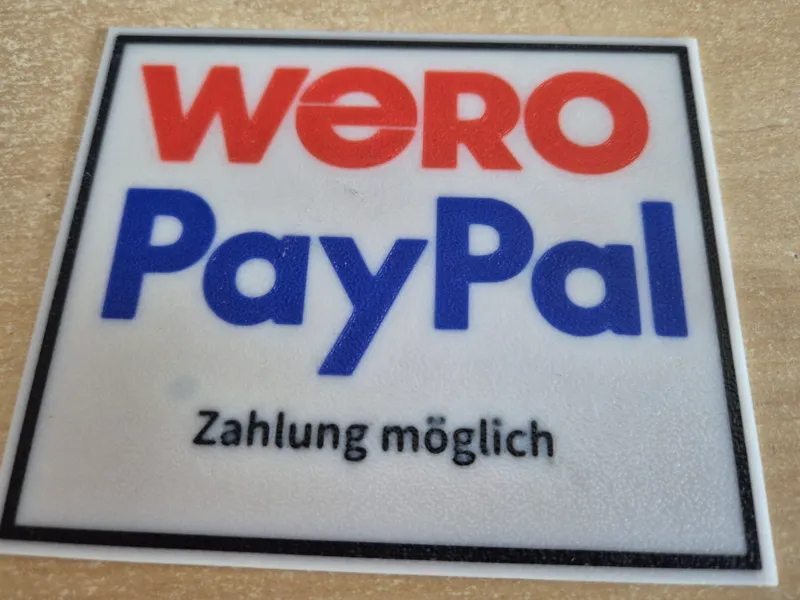 Bezahlen mit Wero oder PayPal Schild