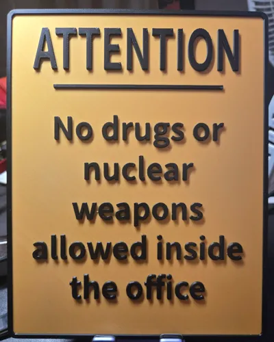 No Drugs Nuclear Office Sign