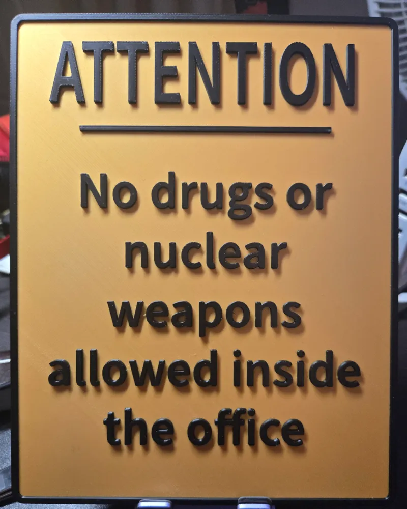 No Drugs Nuclear Office Sign