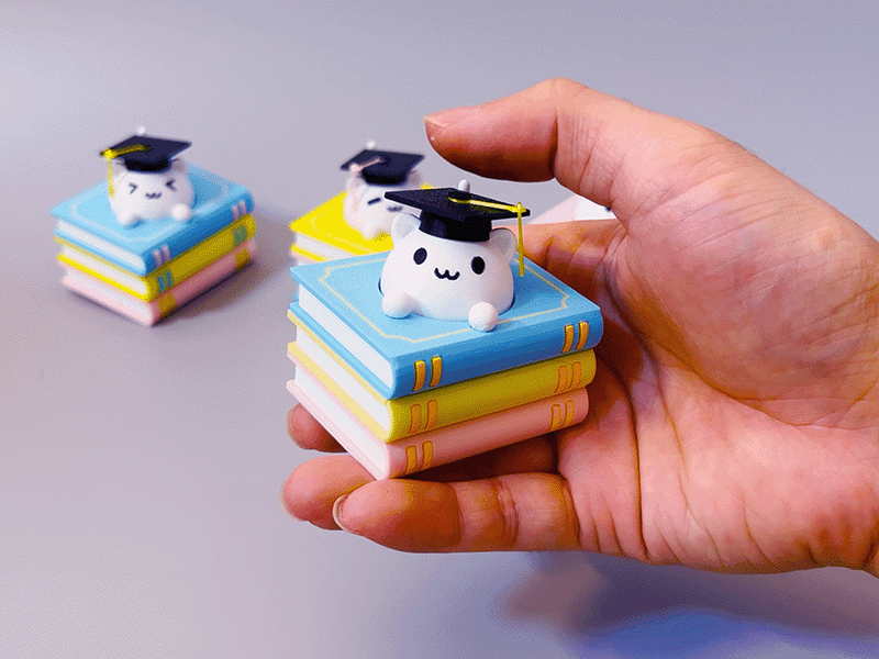 Miniatura 2 do modelo 3D 解压毕业猫猫｜可拨穗学士帽｜毕业季纪念礼物