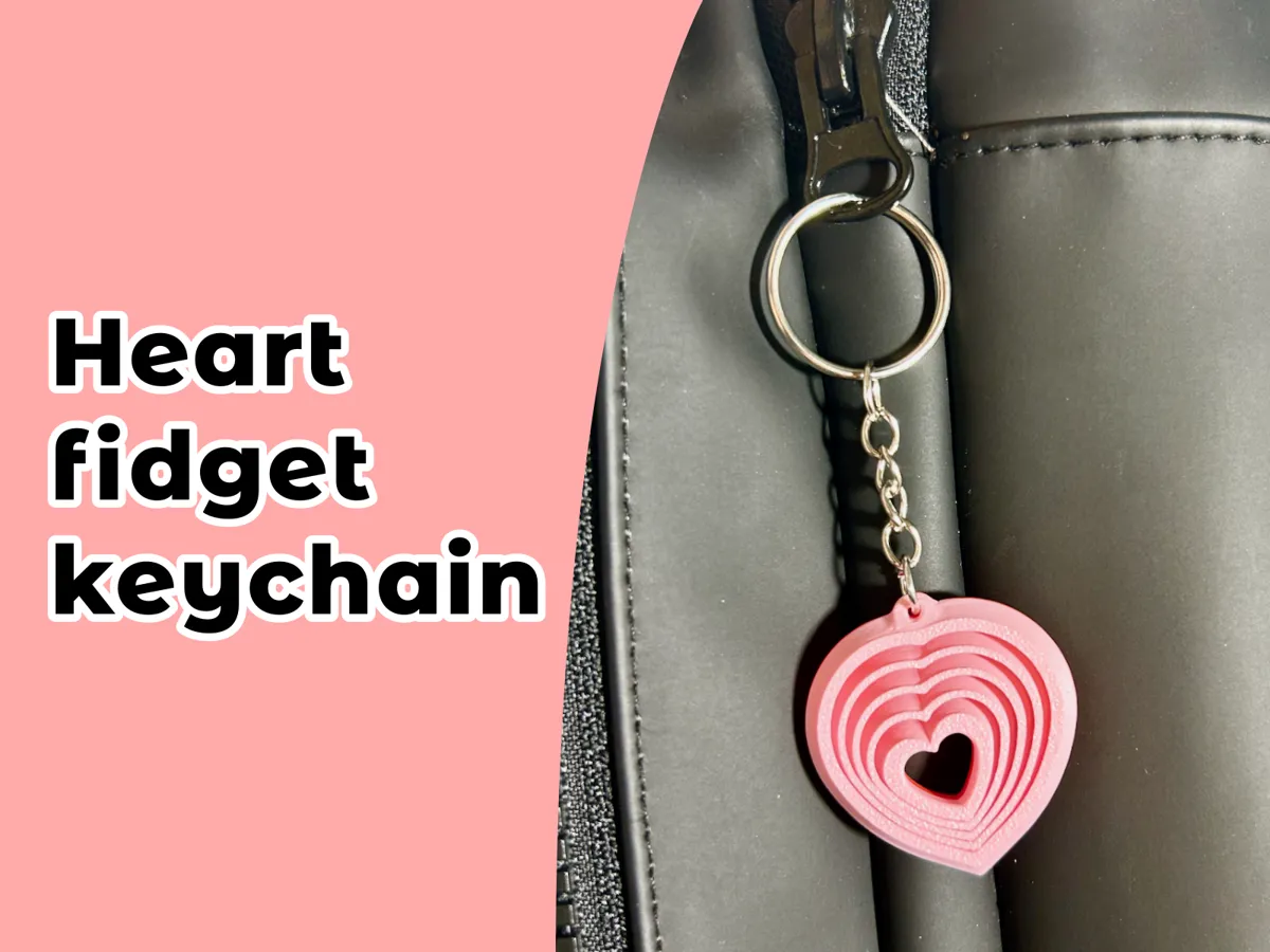 Heart Fidget Keychain – Single/Dual Color by Martin MakerWorld: Download Free 3D Models - 3D model önizlemesi