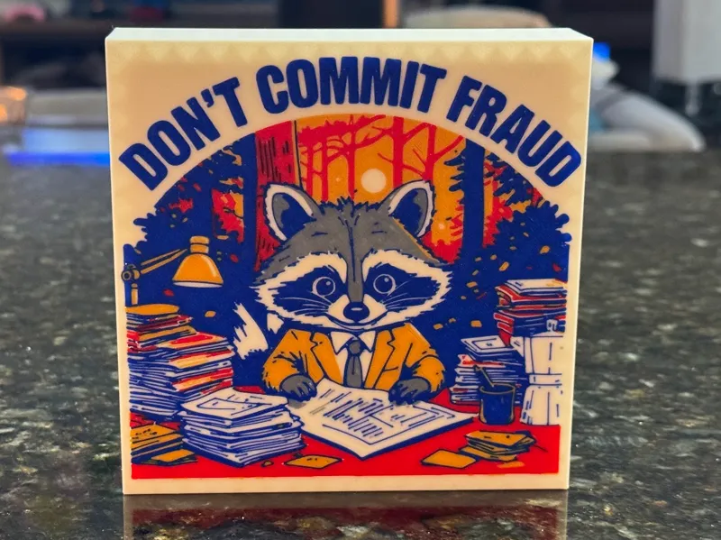 Lawyer Racoon - Don't Commit Fraud Freestadng Sign