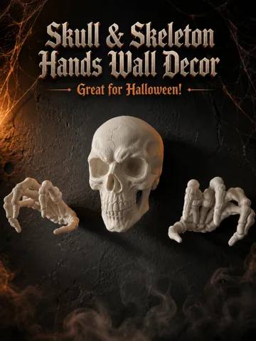 Adorno temático: Skull & Skeleton Hands Halloween Wall Decor — vista de referencia 2