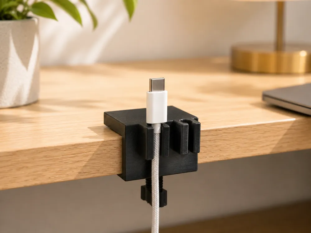 Accesorio de iluminación decorativa: Desk Edge Cable Holder – Screw Clamp, 2 Sizes. Referencia del modelo original.