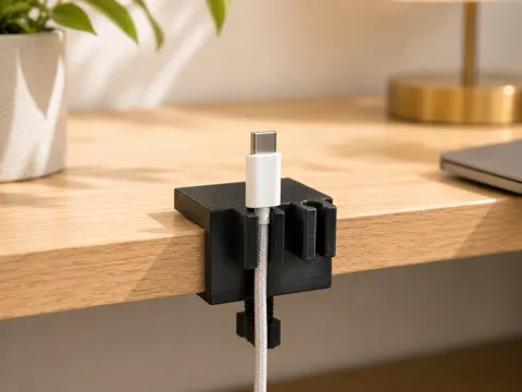Accesorio de iluminación decorativa: Desk Edge Cable Holder – Screw Clamp, 2 Sizes — referencia de MakerWorld