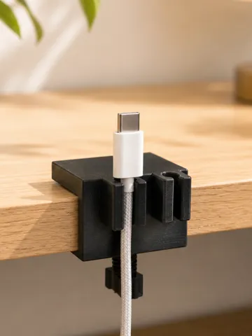 Accesorio de iluminación decorativa: Desk Edge Cable Holder – Screw Clamp, 2 Sizes — vista de referencia 2