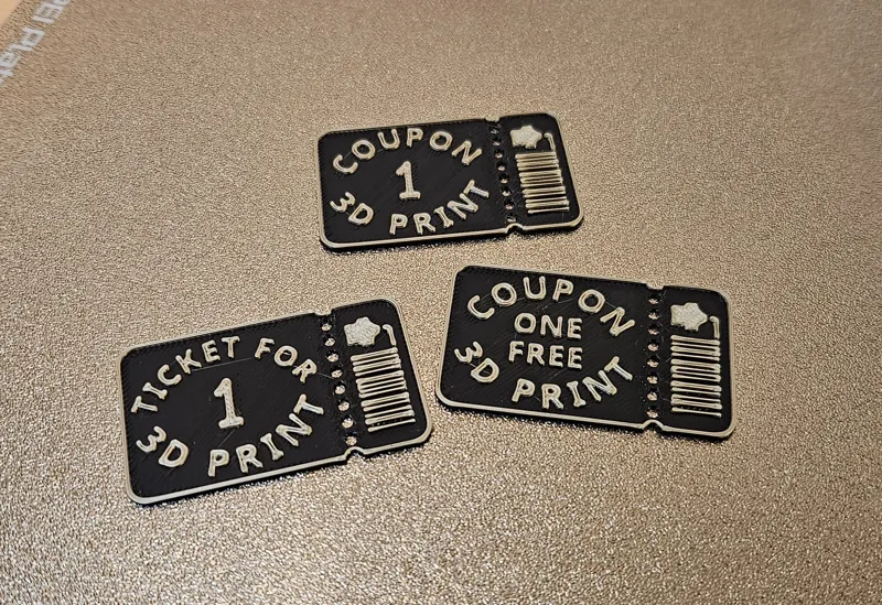 Coupon for Free 3D Print