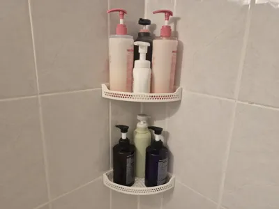 Modern Hex-Grid Corner Bathroom Shelf - Free 3D Print Model - MakerWorld
