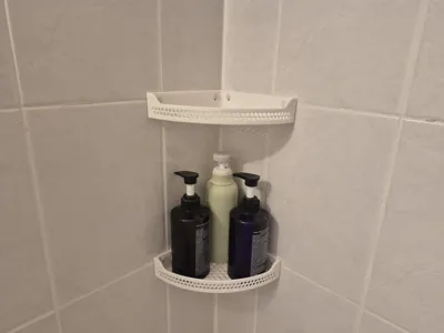 Modern Hex-Grid Corner Bathroom Shelf - Free 3D Print Model - MakerWorld