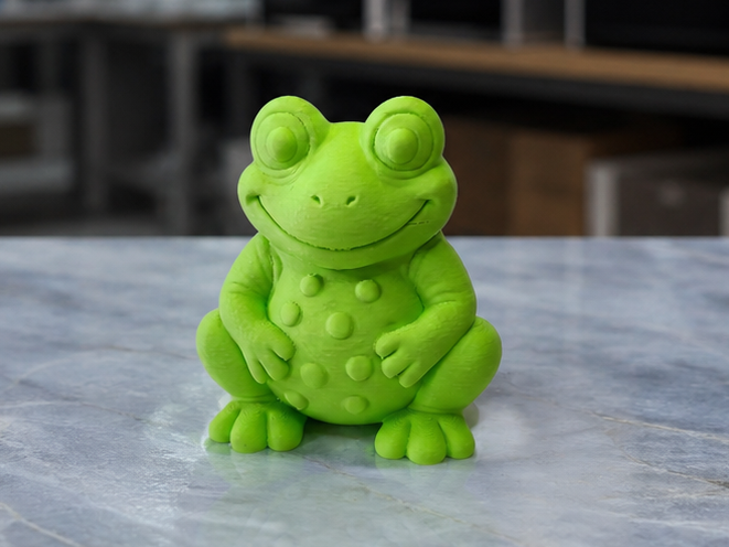 Froehlicher Frosch mit rundem Bauch