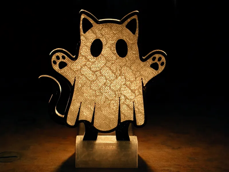Ghost Cat – LED Tea Light Holder, Halloween decor