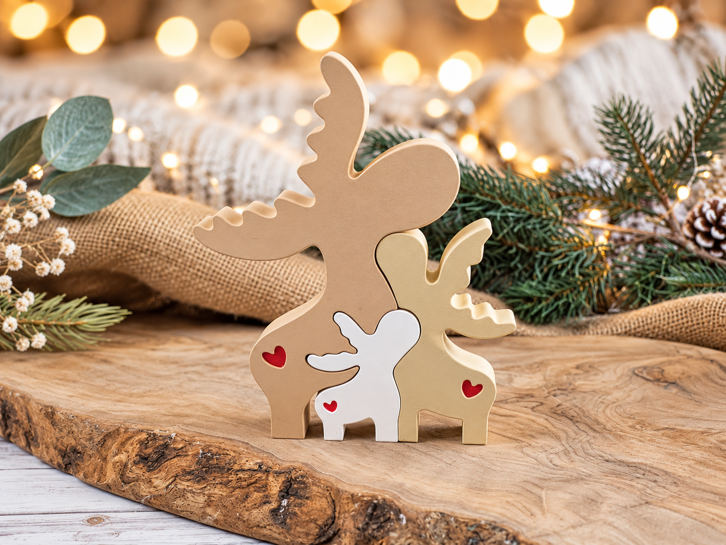 Encantadora Familia de Alces Hygge Escandinava