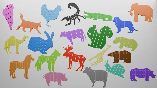 Pack de 20 animaux flexibles articulés