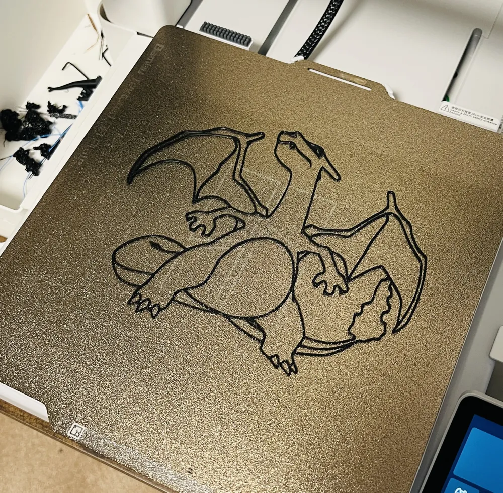 Charizard Line Art (+Optional Stand) - Free 3D Print Model - MakerWorld