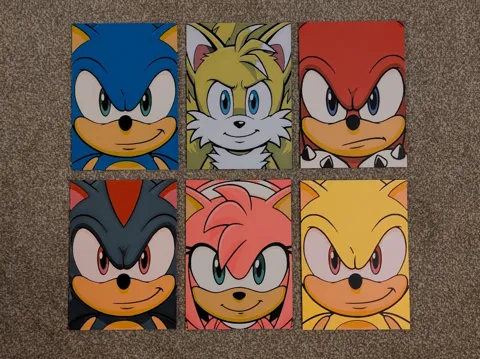 Marco decorativo: Sonic & The Gang Hueforge & Frame — referencia de MakerWorld