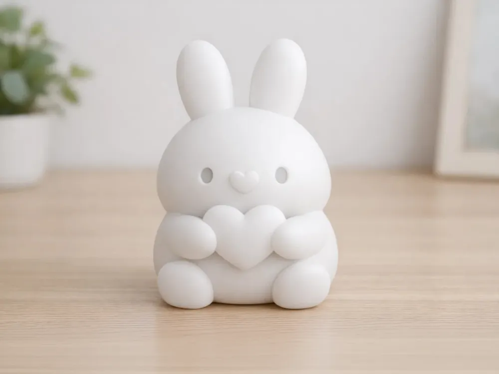 Little rabbit holding a heart - Free 3D Print Model - MakerWorld