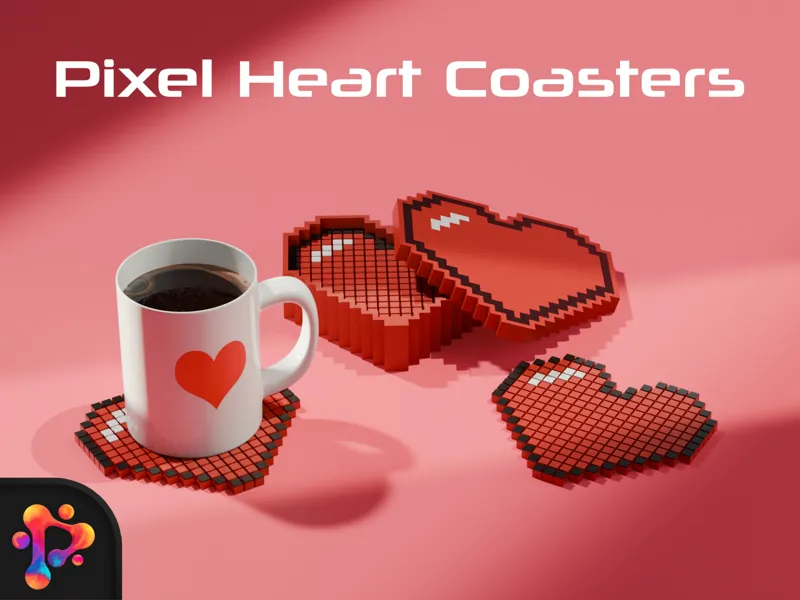 Flexi Pixel Heart Coasters by Polymeria
