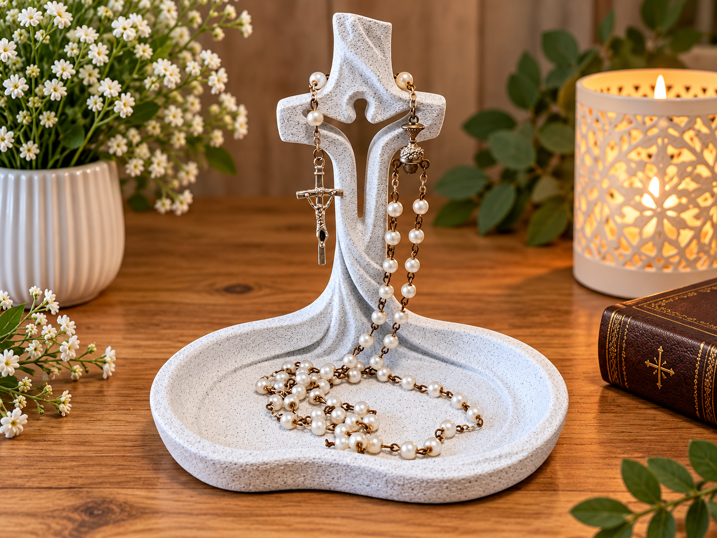 Rosary Holder Tray – Cross Stand - 1