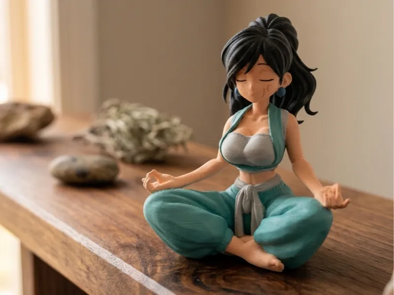 Serene Meditation Girl Anime ShelfSitter DeskBuddy