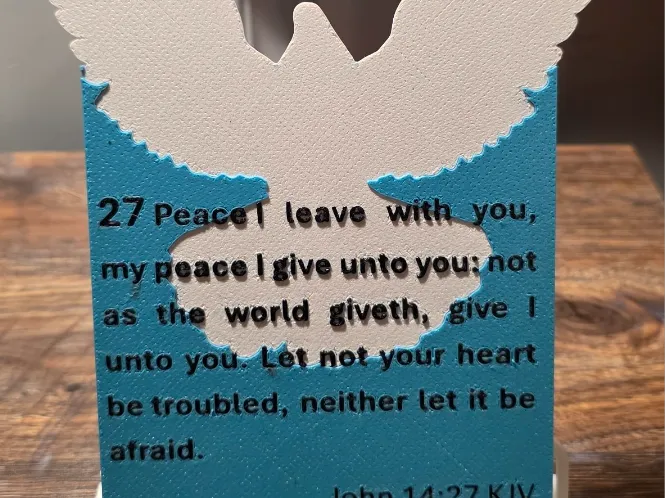 Dove descending Peace John 14:27 Sign