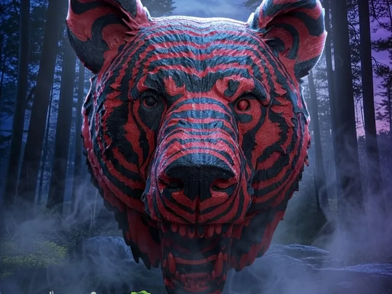 Color Stacked Grizzly Bear Head