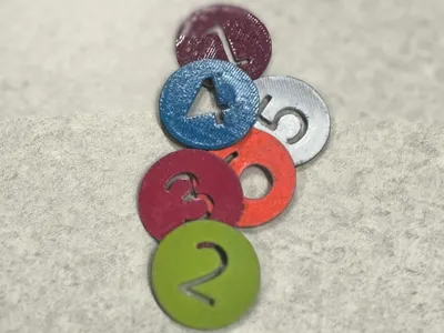 Number Tokens 1-6 (fast print)