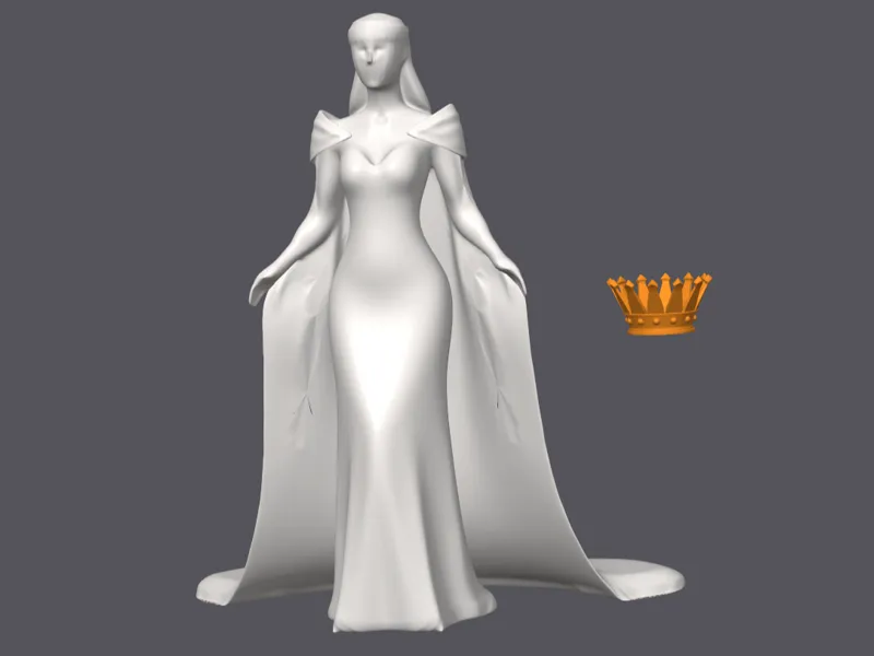 Queen with crown sculpture woman with dress no ams