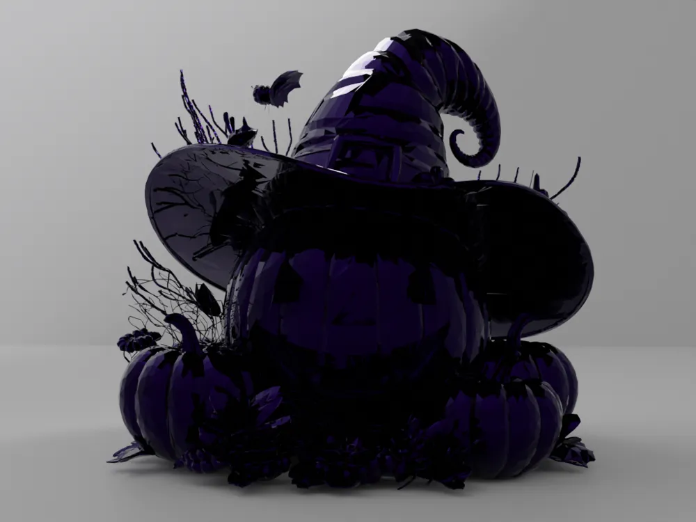 Pumpkin & Witch Hat - Halloween & Fall Decoration - Free 3D Print Model ...