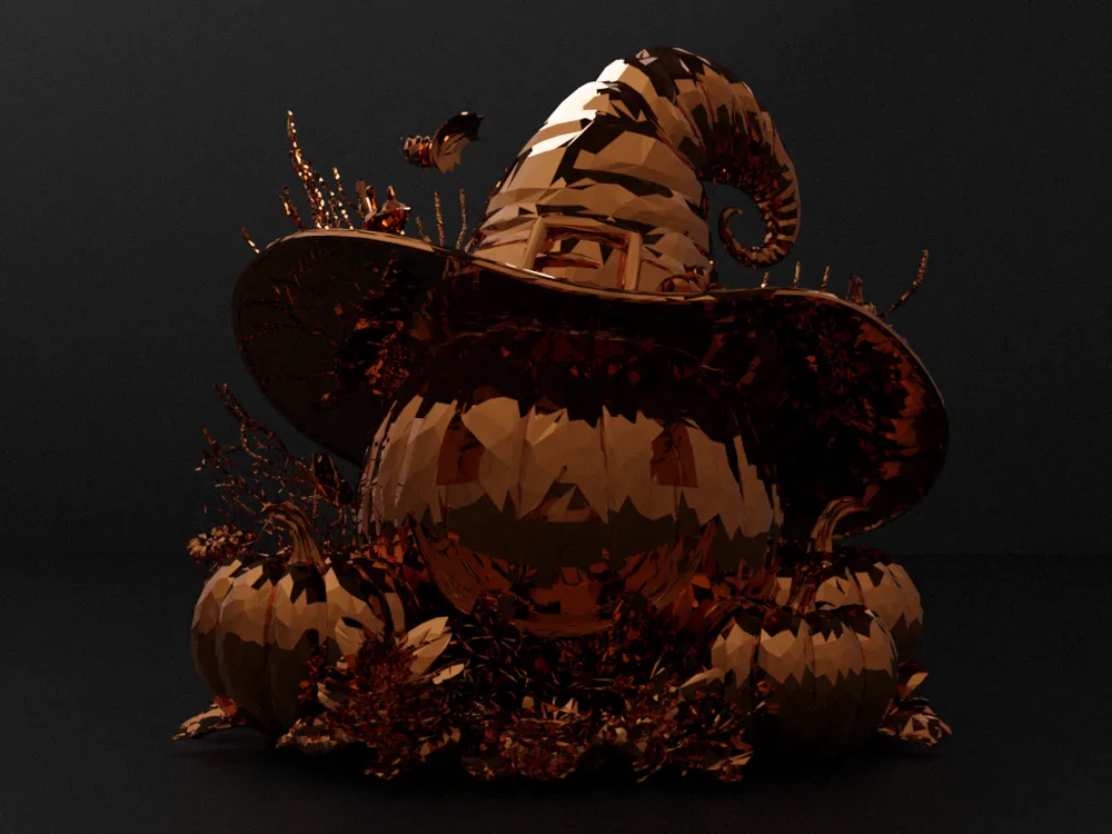 Pumpkin & Witch Hat - Halloween & Fall Decoration - Free 3D Print Model ...