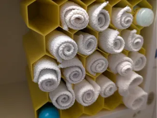 Hexagonal flannel holder/bathroom organizer
