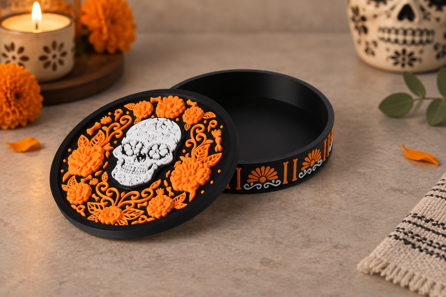 Sugar Skull Keepsake Box – Day of the Dead Decor 3D model