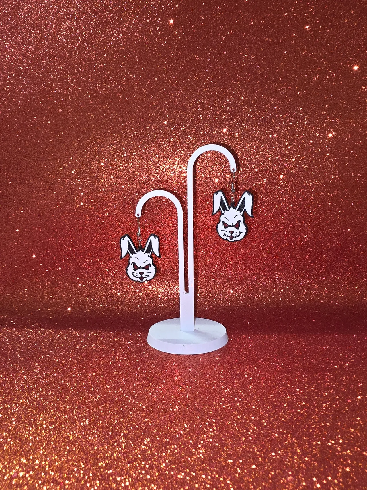 Rage rabbit earrings view 3