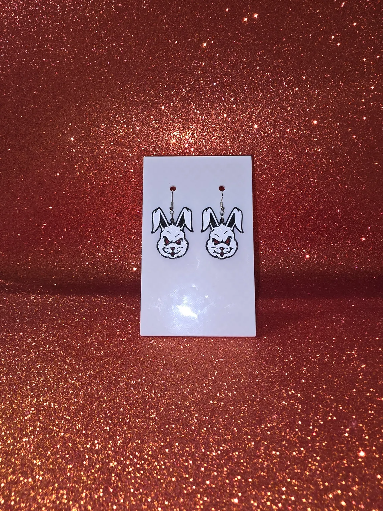 Rage rabbit earrings view 2