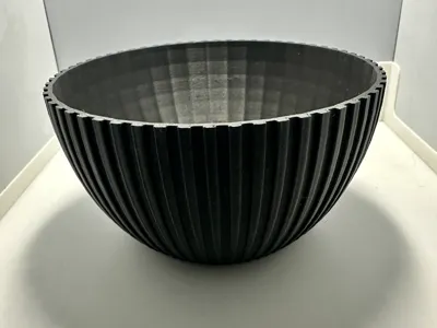 round bowl or plant pot, modern ribbed planter