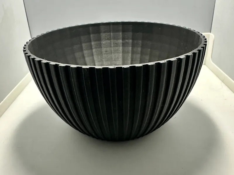 round bowl or plant pot, modern ribbed planter