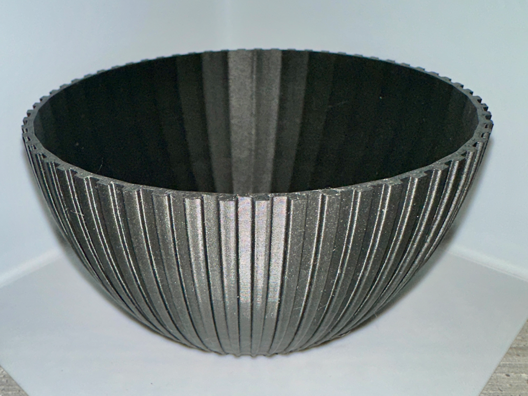 round bowl or plant pot,  modern ribbed planter