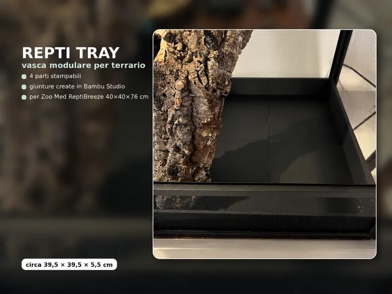 Repti Tray  Vassoio per terrario 40×40×76 cm