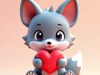 Loup mignon tenant un cœur — photo 1