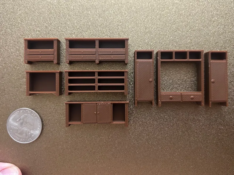 1:64 Scale Modular TV & Entertainment Center Set