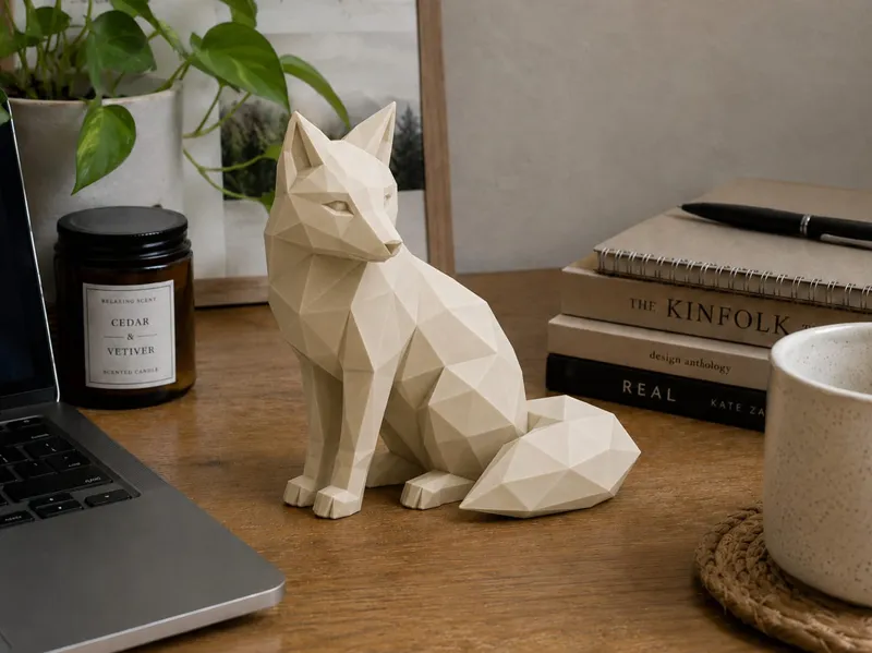 Polygon Arctic Fox | Low Poly Wildlife Decor