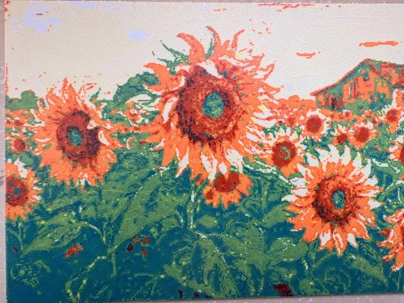缸内向日葵风景叠色打印画