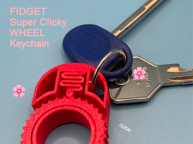 Clicky Fidget Wheel Keychain-20 min Print in Place