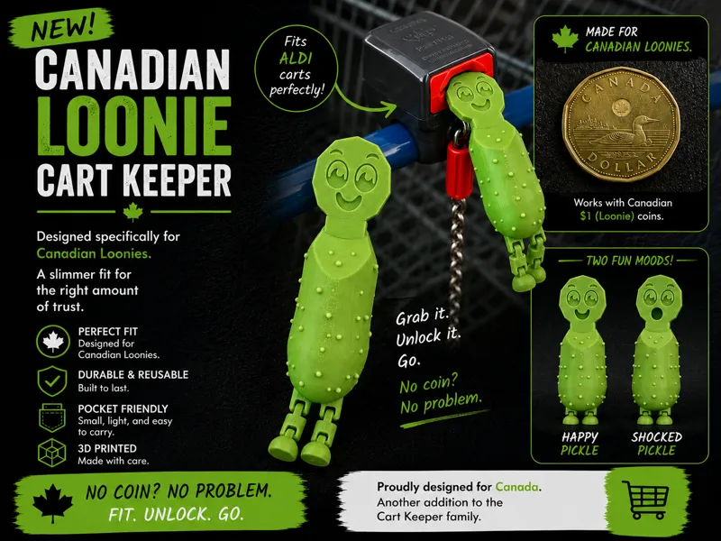 Canadian Loonie Pickle Cart Keeper