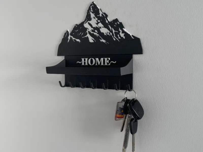 Key Hanger with Shelf & Mountain Design