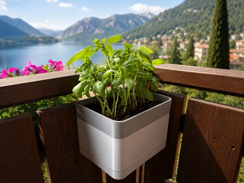 Vaso da balcone con sottovaso ad aggancio