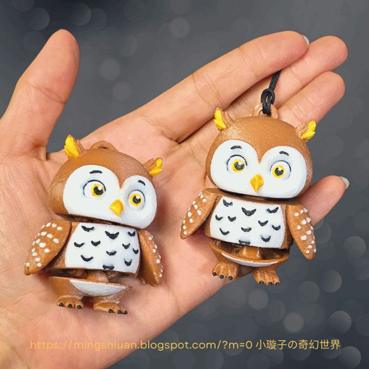 Articulated Cute Owl keychain 可活動的可愛貓頭鷹鑰匙扣