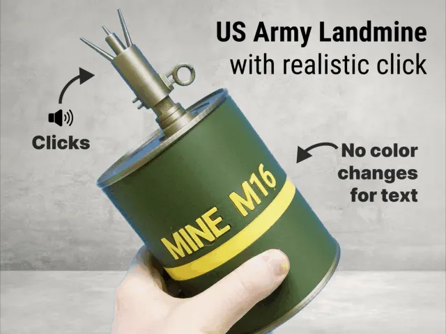 US Army Landmine with Realistic *Click* - Free 3D Print Model - MakerWorld