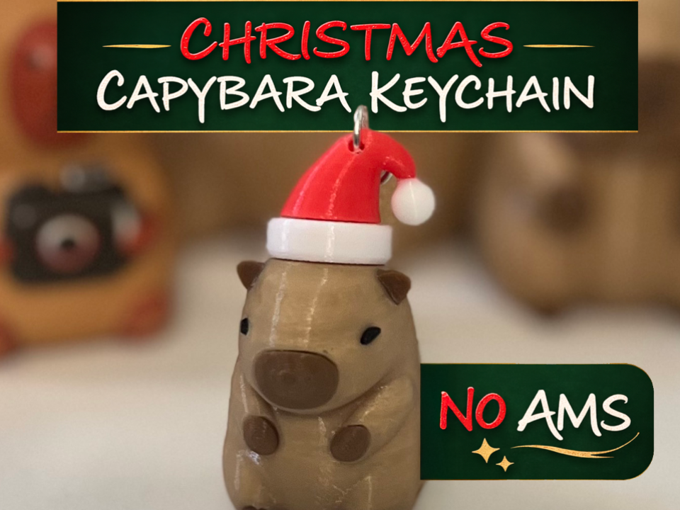 Christmas Capybara Keychain - NO AMS+Easy Assembly