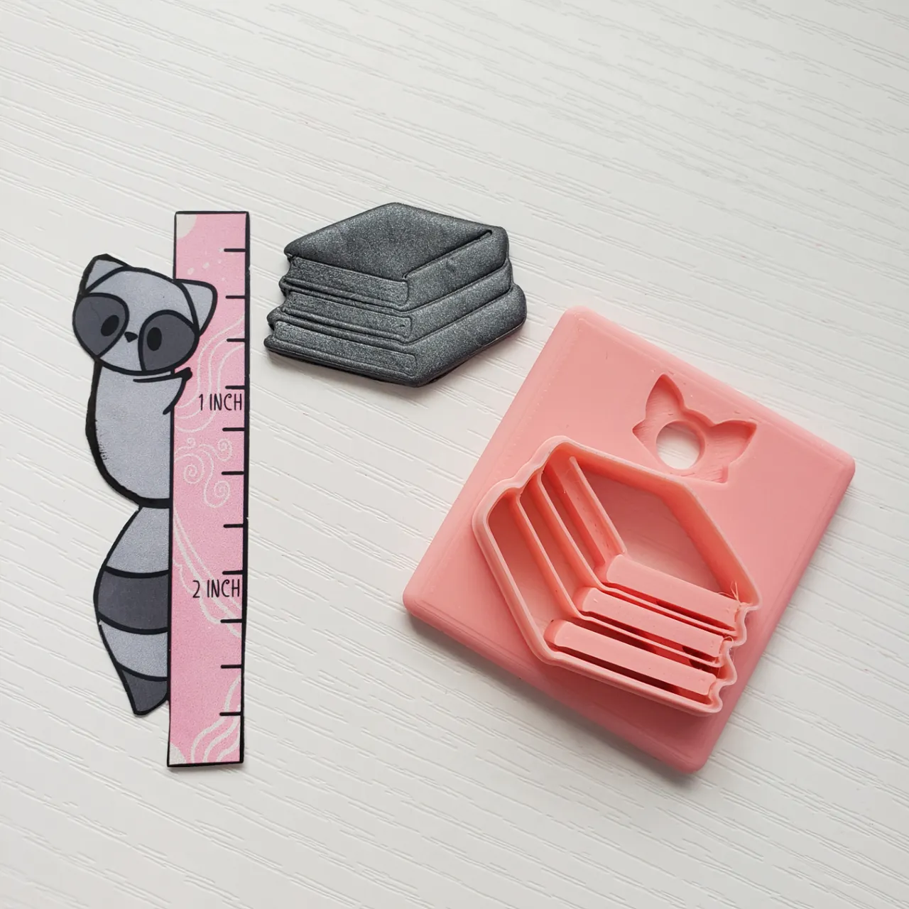 Stack of Books Polymer Clay Earring Cutter view 2